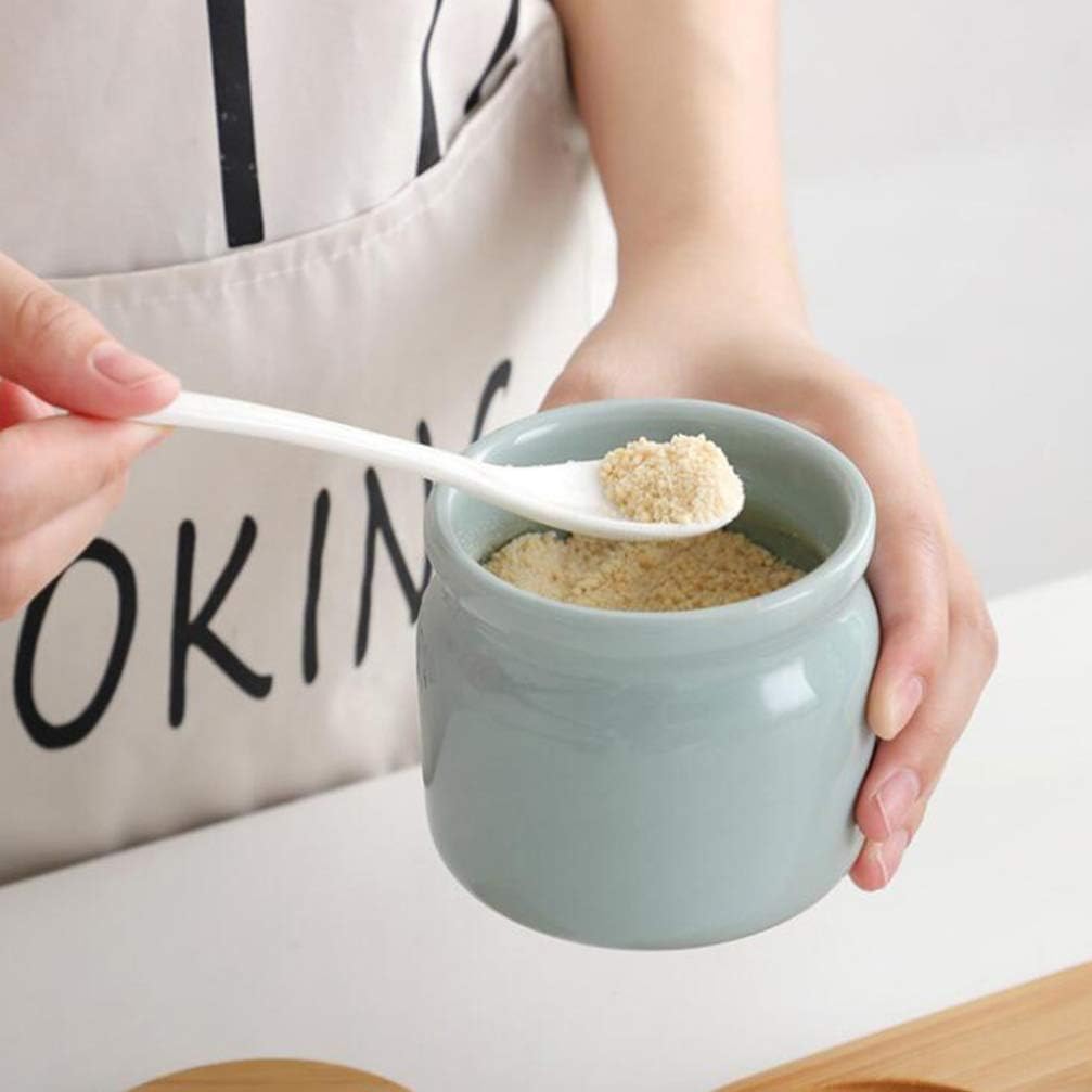 Seasoning Pot 1 Set Ceramic Seasoning Jars with Tray, Pot Soy Sauce Dispenser Oil Dispenser Condiment Pot Set for Home Kitchen Ceramic Bowls