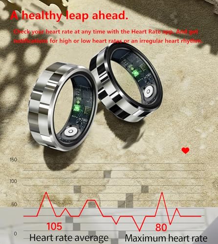 Smart Ring Men Health Ring Blood Pressure Monitor Ring Heart Rate Monitor SP-O2 Sleep Tracker Fitness Tracker Men Gesture Control Pedometer Waterproof Charging Case Compatible with iOS Android