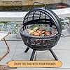 Panovue 35 Inch Wood Burning Fire Pit with BBQ Grill, Heavy Duty Fire Pits Ball for Outside with Spark Screen & Removable Ash Pan, Outdoor firepit & Fireplace for Bonfire in Garden, Yard #3