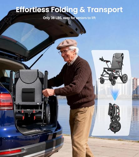 Image of New Upgrade Electric Wheelchair for Adults, 38LBS Lightweight Foldable Motorized Wheelchair with 18+ Miles Long Travel Range, 500W Power, 350 LBS Weight Capacity, Airline Approved for Seniors