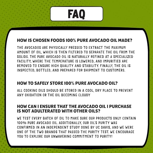 Image of Chosen Foods Avocado Oil, 27 Fl Oz Squeeze - All Purpose Cooking Oil made from 100% Pure Avocados - Non-GMO, Gluten-Free, Keto Friendly, Glyphosate Free - 800mL (Pack Of 2)