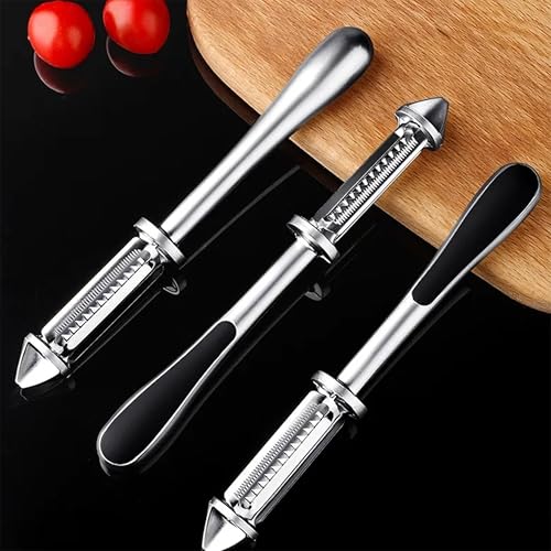 Image of Kitchen Expert Stainless Steel Fruit Peeler | 3-in-1 | Fruit & Vegetable Peeler | Shredder Slicer Grater for Salad, Potato, Carrot | for Kitchen Versatile Vegetable Peeler for Salad Preparation
