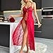 Women Lingerie Sexy Lace Babydoll Chemise Open Front Sleepwear Long Sheer Nightgowns Lace Up Camisole Nightwear Dress Red