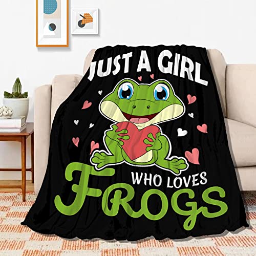 Jojizaio Just A Girl Who Loves Frogs Blanket Soft Blankets and Throws Flannel Cozy Lightweight Quilt Gift Perfect for Bed Sofa Couch-50 x40 Small for Kids