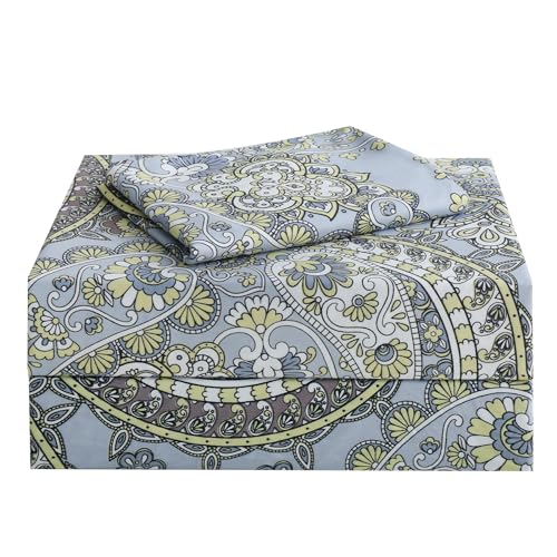 Image of JSD Vintage Paisley Printed Twin Sheet Set Extra Deep Pocket | 3 Piece Soft Microfiber Sheets, OEKO-TEX Certified, Easy Care