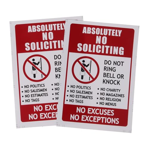 Cabilock 2Piezas Letrero de No Solicitar Signo Adhesivo para Puerta y Visible para Disuadir Visitantes No
