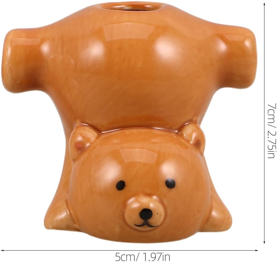 Cute Animal Ceramic Tooth Brush Holder 2pcs for Kids Bathrooms