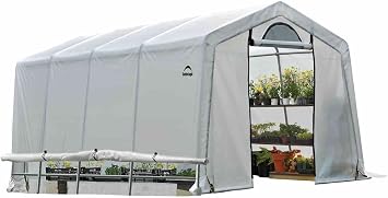 ShelterLogic 70658 Greenhouse-in-a-Box Flow Peak Roof Style Easy Access Outdoor Grow House with Translucent Waterproof Cover, 10 x 20