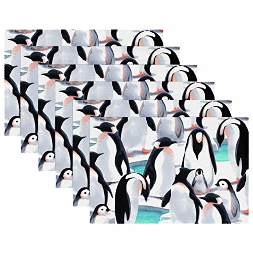 Sets de table pingouin antidérapants pour table à manger thermorésistant - 6