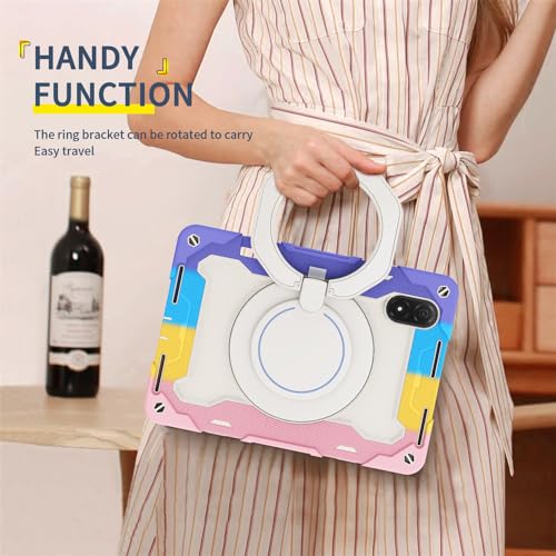 Funda Honor Pad V8 Pro JZ con soporte de anillo giratorio y correa rojo 6