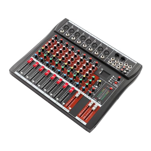 Table De Mixage Audio 8 Canaux Console Mixage Professionnelle LED Mixeur Audio Métal Noir, Mixeur Et Contrôleur MIDI Portable Et Ultra Performant Entrée XLR TRS +48V Phantom Sortie XLR RCA