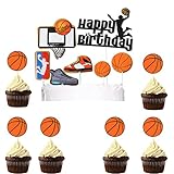 MiaLover 17 Stück Basketball Geburtstagstorte Dekoration Basketball Kuchen Topper Cupcake Happy Birthday Tortendeko für Basketball-Thema Party Geburtstag Deko Muffin Backen