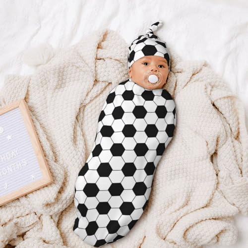 Image of Personality 3D Print Soccer Newborn Swaddling Blanket Beanie Hat Funny Blanket Sleeping Bag New Born Sleep Sacks for Boys Girls