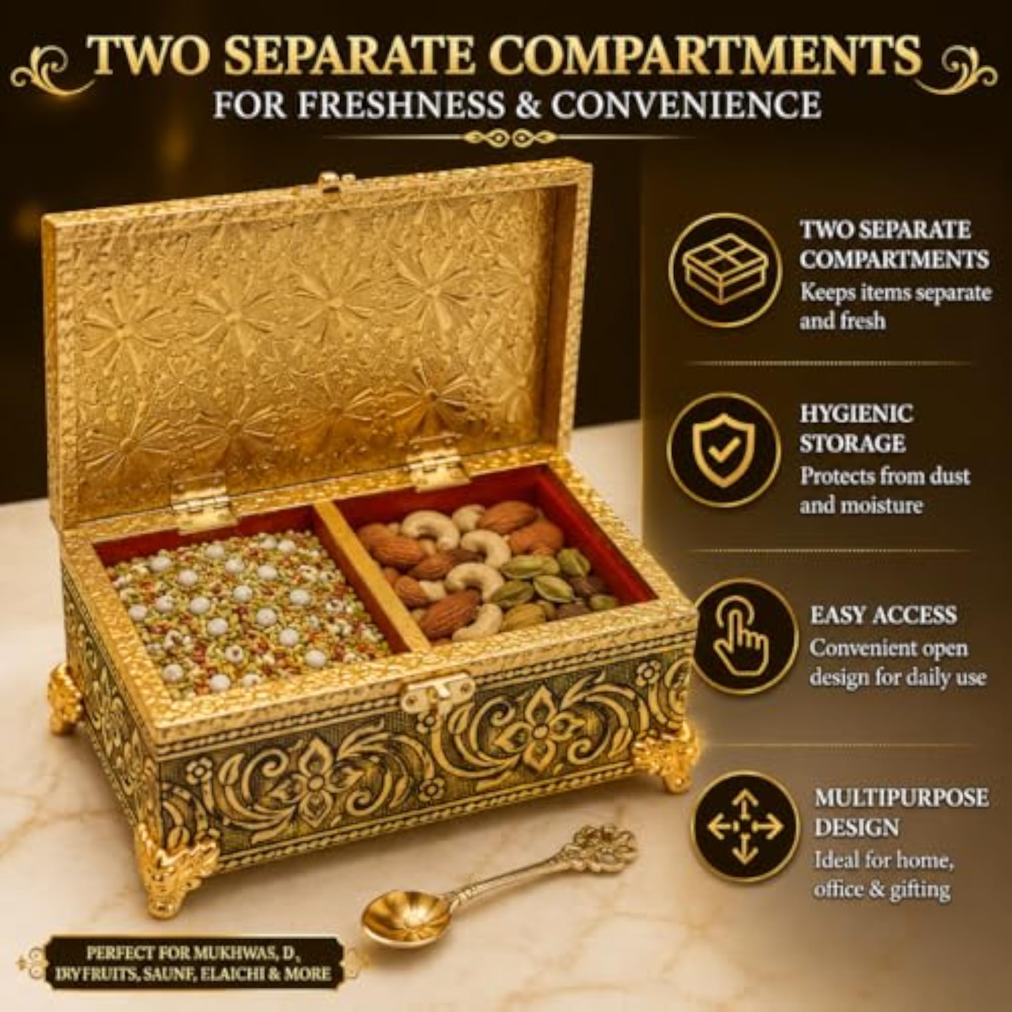 Traditional Decorative Mukhwas Container for Jewellery & Trinkets