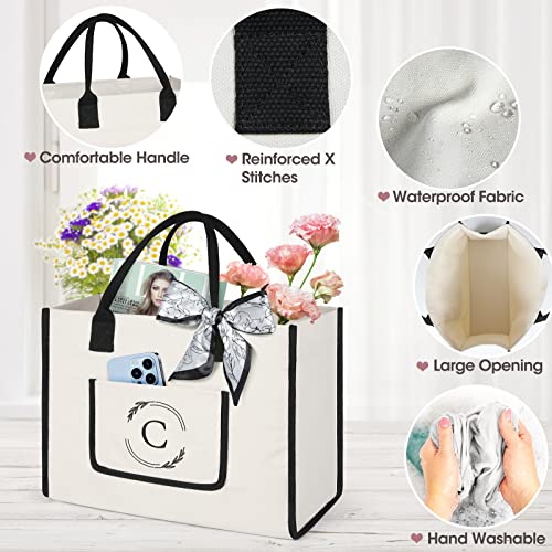 KTMOUW Canvas Tote Bag Beach Bag Monogrammed Initial Canvas Bag for Wedding Birthday Beach Personalized Gifts for Women4