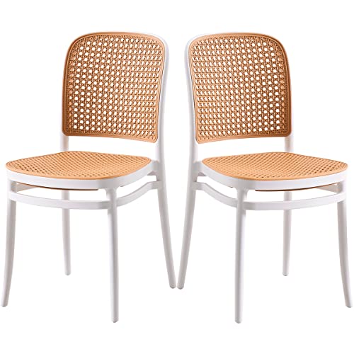 EME Sillas de Comedor Pack 2 Oporto Color Blanco, Sillas de Comedor o Cocina. Elegantes para Cocina o Comedor, apilables y...