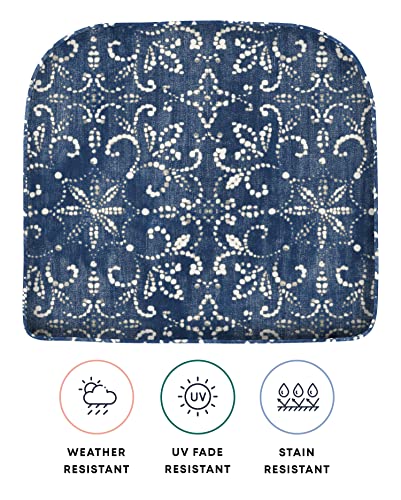 Honeycomb 21310S-201B179 Indoor/Outdoor Boheme Indigo Rounded Seat Cushion: Recycled Fiberfill, Weather Resistant, Comfortable And Stylish Pack Of 2 Patio Cushions: 21 Inch W X 18.5 Inch D X 2.5 Inch T thumb #2