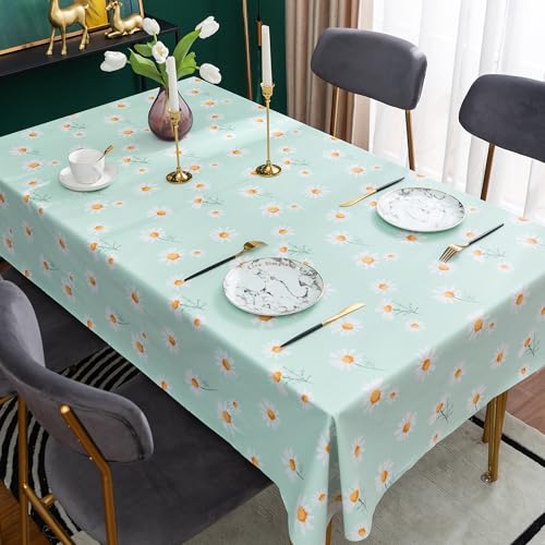 HOMOHEINI Rectangle Table Cloth,100% Waterproof Tablecloth OilProof SpillProof Vinyl Table Cloth, Wipe Clean Plastic Table Cover for Dining, Camping, Indoor and Outdoor 52" x 70",Mum Bloom by HOMOHEINI - Used condition - Image 8