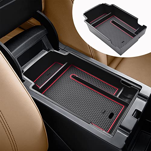RUNROAD Upgraded Center Console Organizer Tray Compatible with Chevy Blazer 2026 2025 2024 2023 2022 2021 2020 2019 Accessories ABS Materials Secondary Storage Box Insert Armrest Console Tray Red