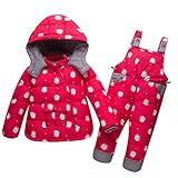 Suß Zweiteiler Bekleidungssset Schneeanzug Winteranzug Daunenanzug( Daunen Steppjacke mit abnehmbar Kapuze+ Daunen Stepphose mit Träger) für Baby/ Kleinkind Jungen/Mädchen