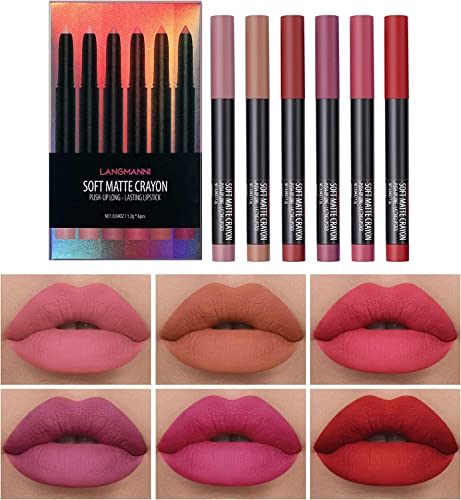 6 couleurs Matte Mist Velvet Air Rouge à lèvres Stylo Rouge à lèvres mat avec taille-crayon intégré Ensemble de crayons à lèvres avec crayon à lèvres Ensemble de brillant à lèvres (TOUTES LES NUANCES) Cover