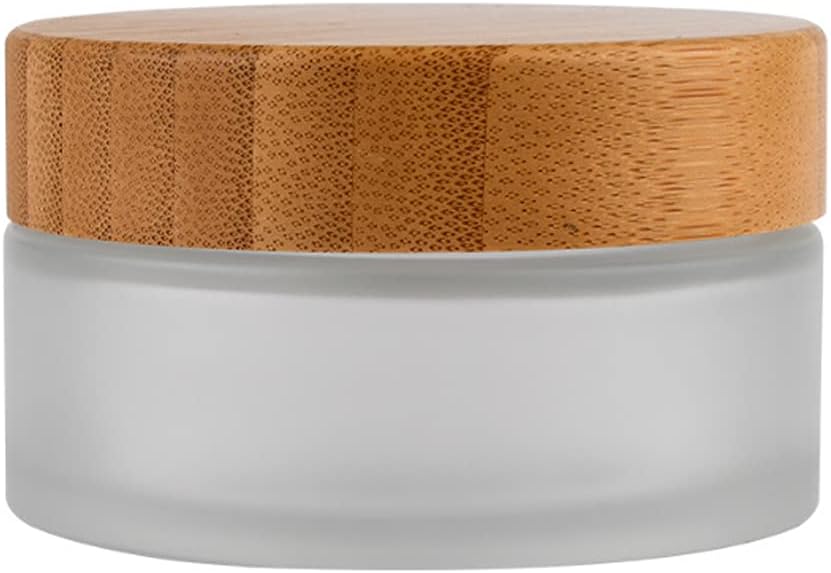 100g 100ml Frosted Glass Cream Jar Cosmetic Container with Inner Liners and Natural Bamboo lids Refillable Straight Sided Glass Cosmetic Jars Travel Toiletries Bottle Sample Jars for Lotion Cream