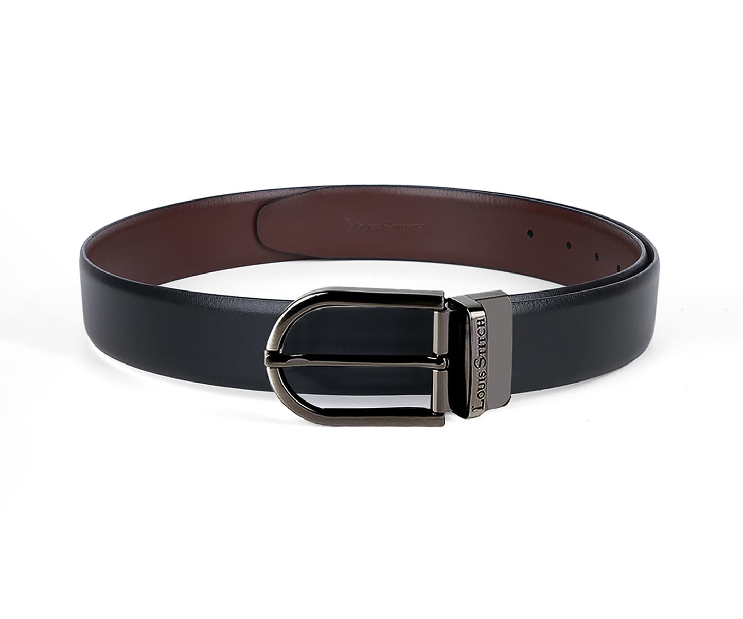 LOUIS STITCH Men's Italian Leather Reversible Belt 1.25 inch (35mm) Handcrafted Formal Waist Strap with Nickel Buckle Belt for Men Gents Boys (Black/Brown) (BE-SSGB) (Size-38)