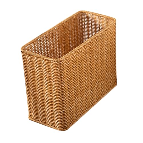 Levemolo Imitation Rattan Basket for Organizing Capacity Sundries Container for Living Mat Storage Rustic Style Woven Decor Light