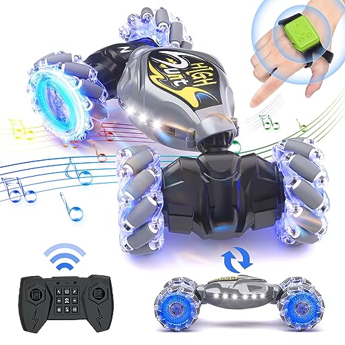 Terucle RC Cars, 2.4Ghz 4WD New Gravity Gesture Sensing Remote Control Car Toys, Stunt Twist Truck Toys for 6-12 yr Boys & Girls, RC Drift Car with Light Music Best Gift for Kids Age 7 8 9 10 11 yr by Terucle - Used condition - US$13.50