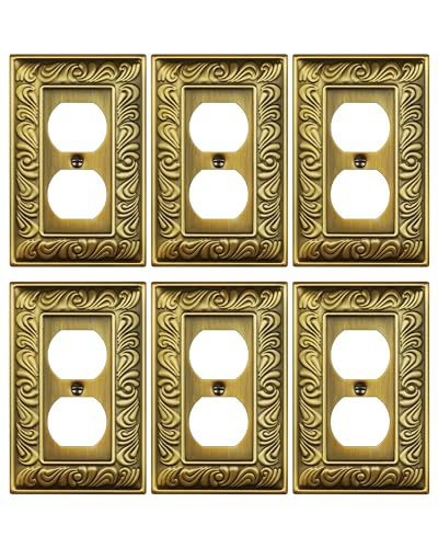 6-Pack Paisley Pattern Duplex Outlet Cover Plate Metal Switch Plates
