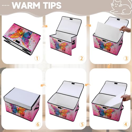 Image of Stackable Storage Bins with Lids,Closet Organizers Fabric Box for Home and Office,Blanket Clothes Organizers,Under Bed Storage Containers 3 Pack