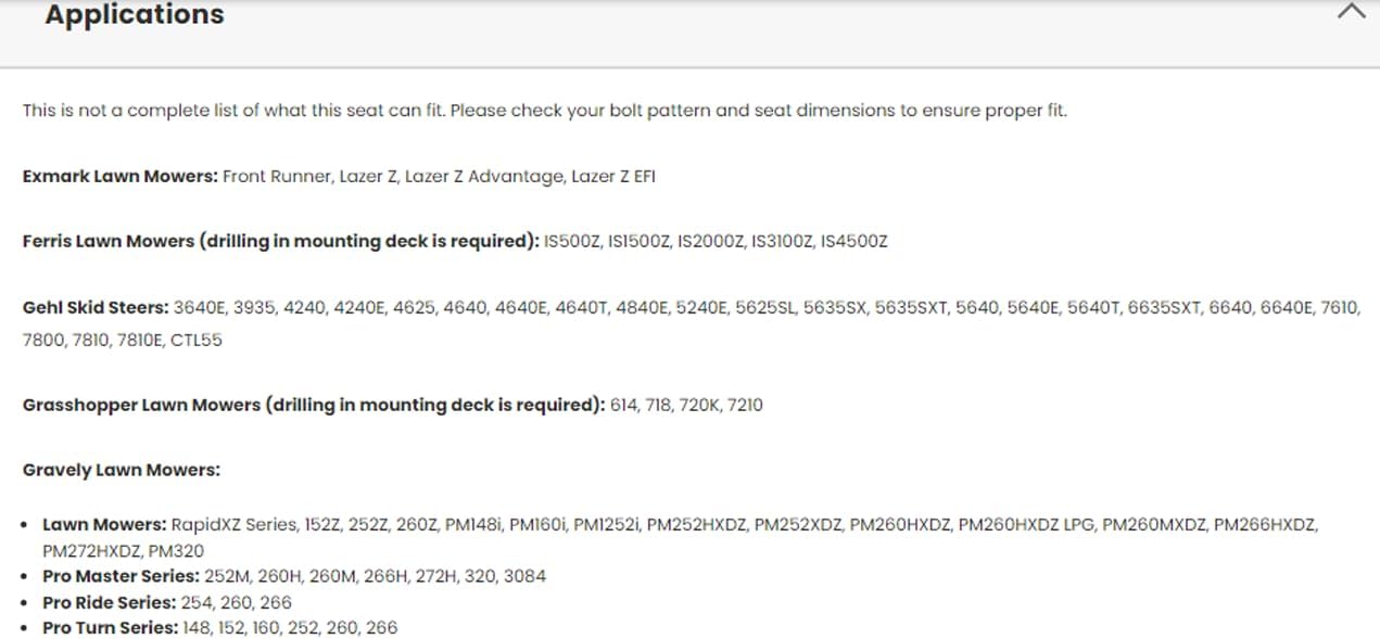 Lawn Mowers & Zero Turn Mower Seat with Armrests & Slides (Drilling May Be Required); Compatible with Ariens, Bad Boy, Dixon, Exmark, Ferris, Gravely; Premium OEM Gray; 201011DGLG