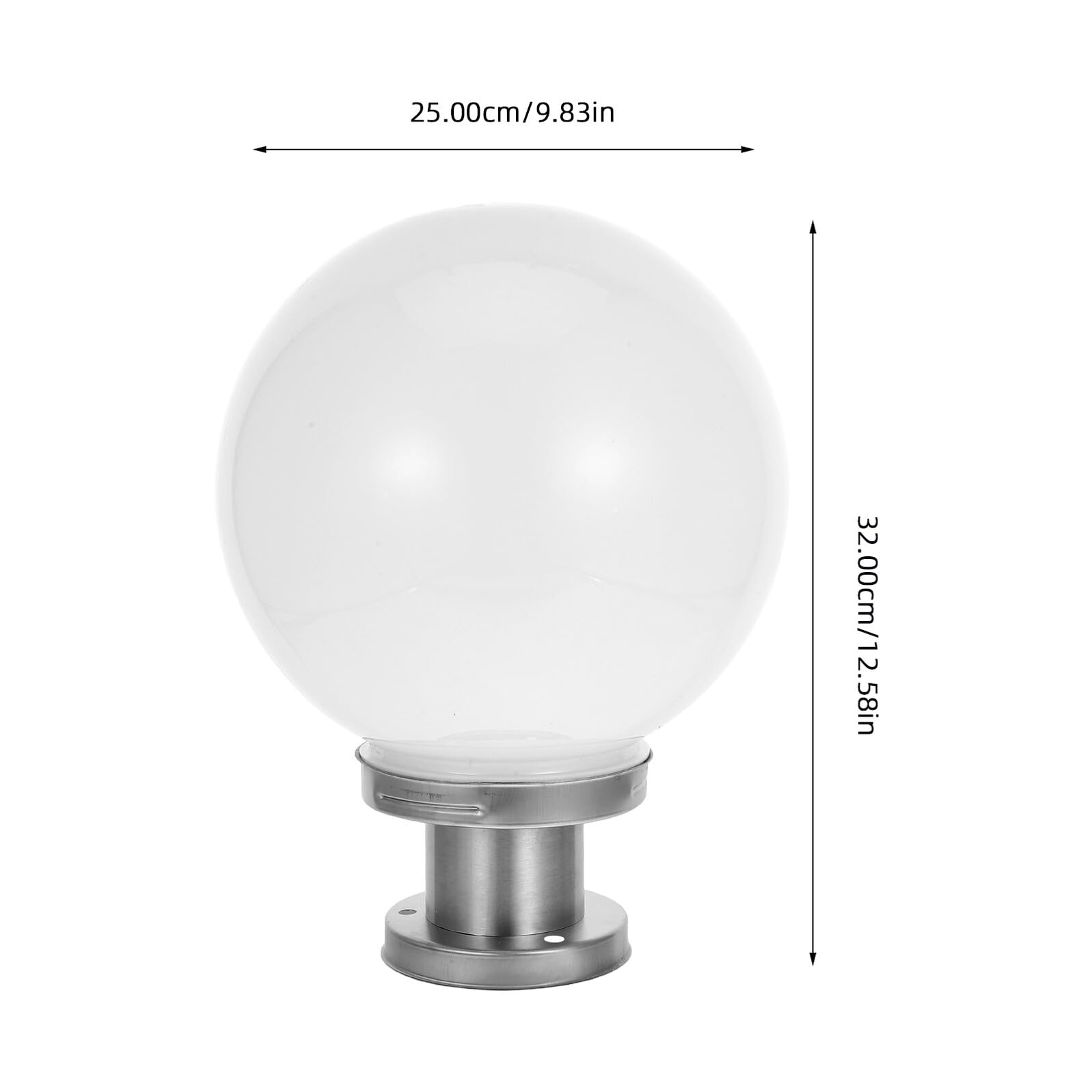 WOONEKY Lampada da Esterno Sfera Luminosa in Acrilico con Base in Acciaio Inossidabile Lampione da Giardino per Recinzioni Patio e Terrazze Installazione Facile Illuminazione Decorativa