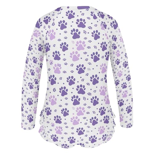 Dog Paw Print Girls Long Sleeve Swimsuit UPF 50+ Rashguard Swimwear One Piece Bathing Suit for 3-12 212183942