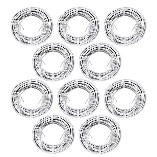 Power Gear Telephone Line Cord, 7 ft (Pack of 10), Phone Cord, Modular Jack Ends, Works for Phone, Modem or Fax Machine, for Use in Home or Office, White, 52233