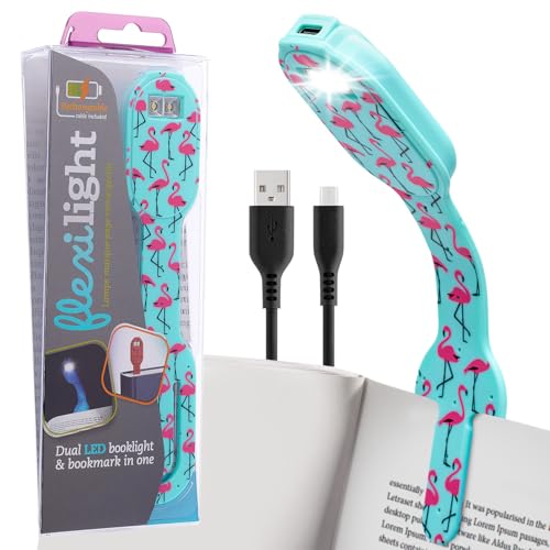 Flexilight wiederaufladbare Leselampe | 2 in 1 Lesezeichen Buch Licht | LED Clip On Leselampe | Kinder und Erwachsene Buchlampe | Buchzubehör | Geschenk für Leser, Buchliebhaber