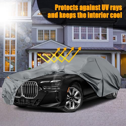 Image of Waterproof Premium Car Covers Replace for 2008-2025 BMW 7 Series, 10 Layers Heavy Duty with Cotton Liner All Weather Car Cover with Zipper Door, Windproof Bands for Snow Rain Dust Protection