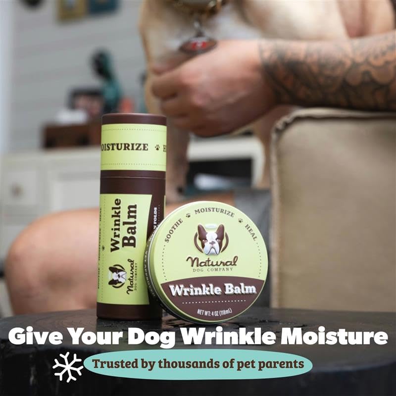 Miniatura 2 de Natural Dog Company Bálsamo para Arrugas, lata de 2 onzas, loción para perros para piel seca con picazón, limpia arrugas, tratamiento de infección