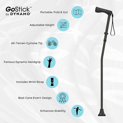 Miniatura 6 de Dynamo GoStick - Bastón plegable  El mejor bastón  Diseñado para la estabilidad y el equilibrio  Bastón plegable y ajustable, resistente, apto para