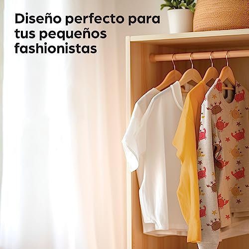 Miniatura 2 de Praknu Perchas Infantiles De Madera - Juego De 10 Perchas - Resistente Madera De Haya Natural - Organización Ideal Para La Ropa De Niños