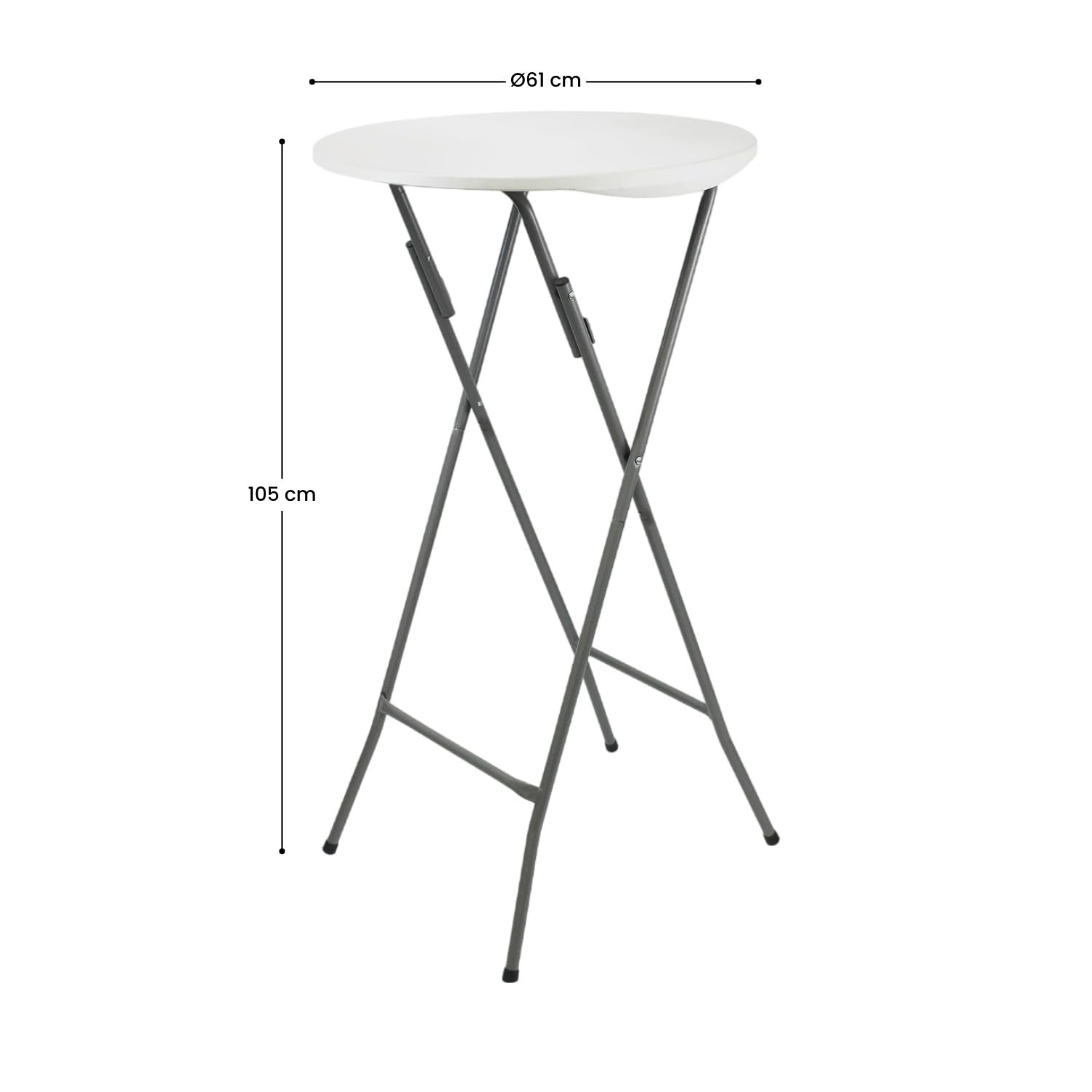 Pack 2 Mesas Altas Plegables Redondas Blancas con Funda 61x105cm 7house