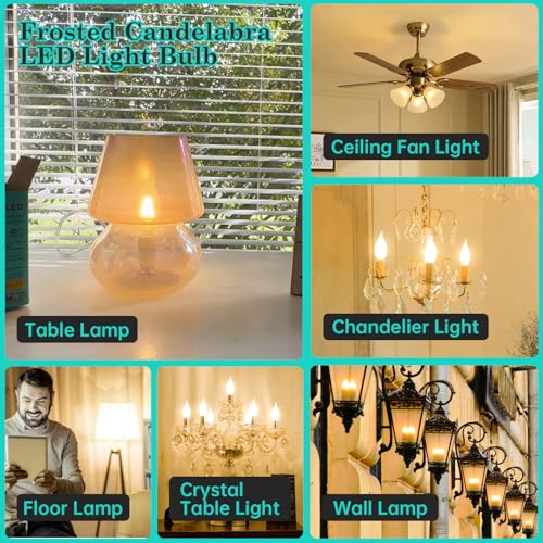 AMDTU E12 40 Watt Equivalent Frosted Small Base LED Bulb Candelabra Candle CA10 Dimmable Chandelier Light Ideal for Dining Rooms Living Rooms and bedrooms Long Lasting Light for Cozy Settings by AMDTU - Image 4