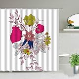 VEKETE Cortina De Ducha con Patrón Floral Minimalista Moderno,Accesorios De Baño Decorativos para El Día De San Valentín,Cortina Impermeable para Baño,1732W,90x180cm