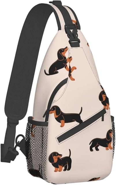 Foto 3 de 8 de Dachshund - Bolsa bandolera para perros y cachorros, para mujeres y hombres, mochila cruzada casual…