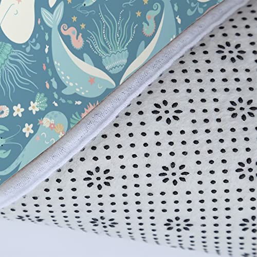 Badezimmerteppich-Set 3Teilig Meereslebewesen rutschfest Waschbar Badematte Badezimmer Weich Mikrofasern WC-Deckelbezug… – Bild 6