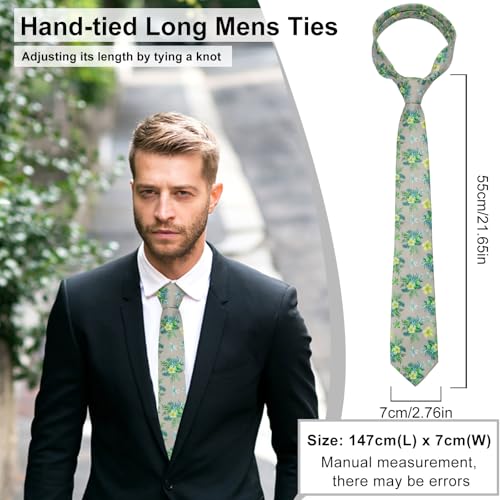 Image of Luckyvestir Mens Ties, Sage /Dusty Blue /Pink Floral Ties for Men, 2.76 inch Cotton Flower Necktie for Wedding /Groomsmen /Party