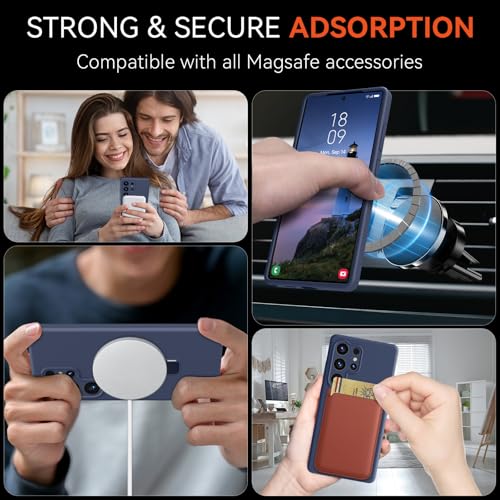 Vanxiliiy for Galaxy S25 Ultra Case with Stand, Slim Liquid Silicone Phone Cases for Samsung Galaxy S25 Ultra Compatible with MagSafe Magnetic Ring Kickstand Case Full Camera Protection, Dark Blue by Vanxiliiy - Used condition - Image 2