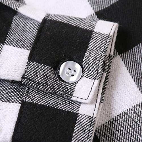 Image of OCHENTA Men's & Boys Flannel Shirts Button Down Long Sleeve Plaid Shirt Family Matching Outfits