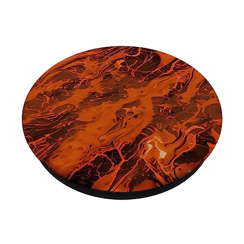 Abstract Orange Pattern #025 PopSockets Swappable PopGrip, Black - Image 2