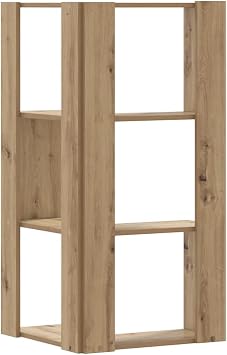 Corner Bookcase 3 Shelves Artisan Oak 50 x 50 x 102 cm Wood Material Shelf, Open Storage Shelf, Standing Shelf, for Living Room, Home Office, Dining Room